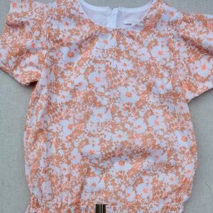 Chloe Dress in Cotton print with gold buckle cinch waist - 10 Y -